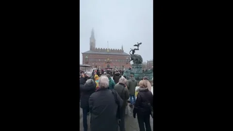 Denmark: Large Hands off Greenland protest marches through City Hall Sq... Stock Footage 327193901