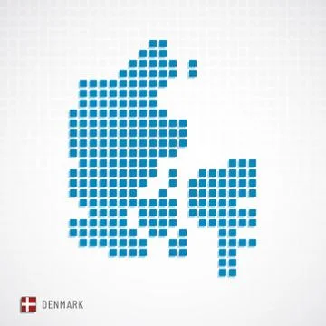 Denmark map and flag icon Stock Illustration