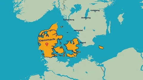 Denmark Map Animation Locator Zoom 4K Motion Graphic Stock Footage 340023275