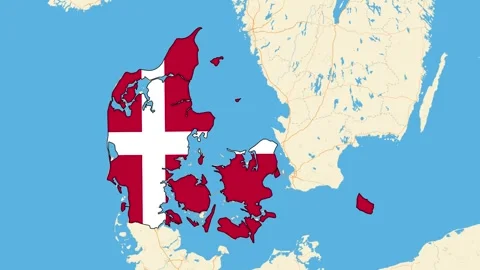 Denmark Map animation zoom in Stock Footage 309415029