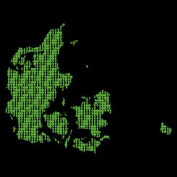 Denmark map with binary code イラスト素材