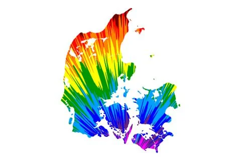 Denmark - map is designed rainbow abstract colorful pattern 스톡 일러스트