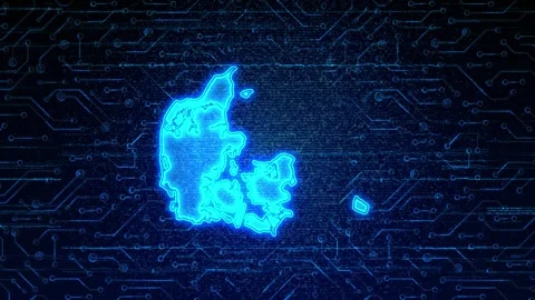 Denmark Map Digital Technology Opener Stock Footage 335080972