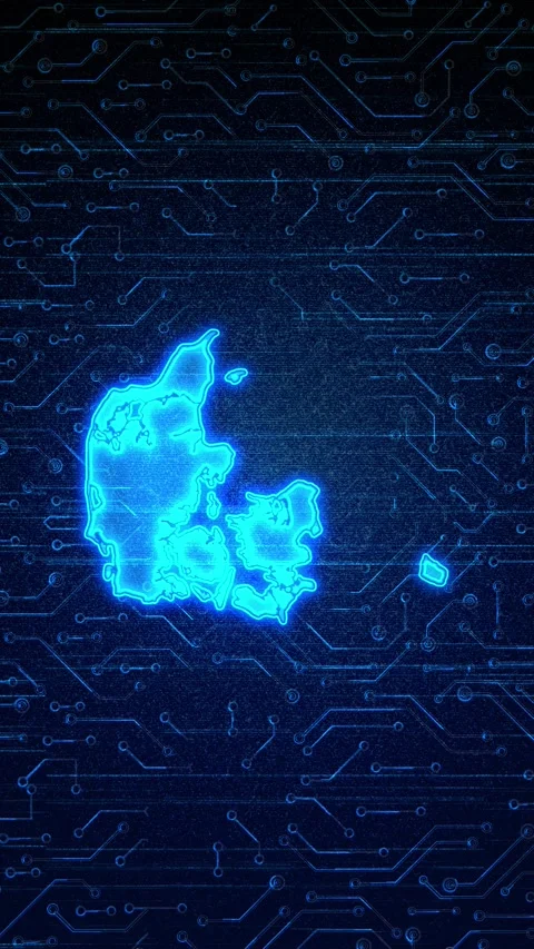 Denmark Map Digital Technology Opener Stock Footage 336311302
