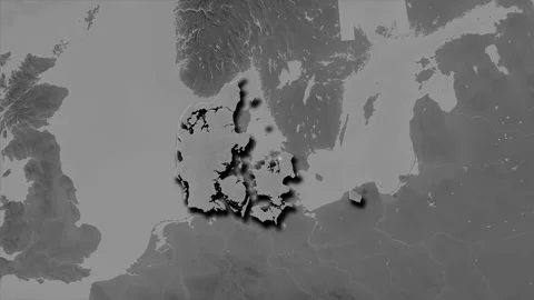Denmark map - extract. Shadow. Grayscale... | Stock Video | Pond5