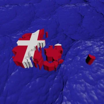 Denmark map flag in abstract ocean illustration Ilustração Stock