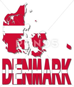 Denmark map flag and text illustration Stock Illustration