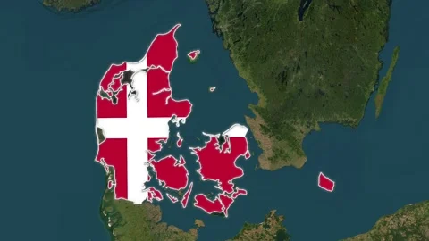 Denmark Map with flag animation Stock Footage 309415129