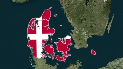 Denmark Map with flag animation, geography of Denmark Stock Footage 309415125