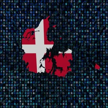 Denmark map flag on hex code illustration Stock Illustration