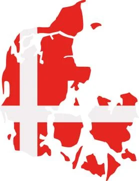 Denmark map with flag Stock Illustration