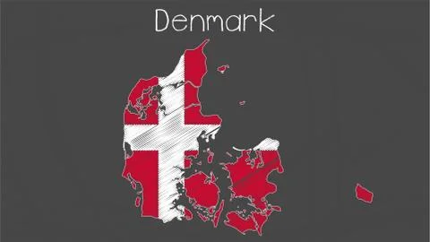 Denmark map-flag illustration Stock Illustration