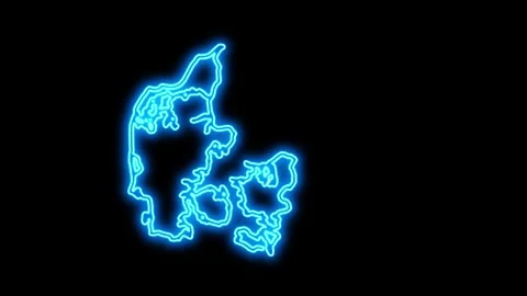 Denmark Map Outline Neon Lights Stock Footage 332849287