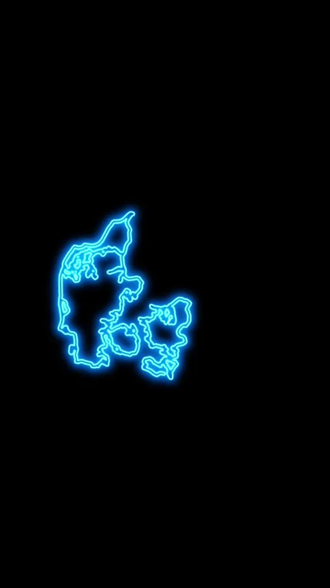 Denmark Map Outline Neon Lights Stock Footage 333056142