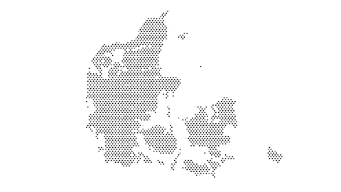 Denmark map from particles, dots. Digital silhouette. Abstract animation ba.. Stock Footage 308594432