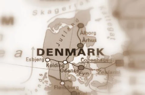 Denmark on a map Stock Photos