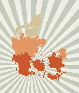 Denmark map. Poster with map of the country in retro color palette. Shape o.. イラスト素材