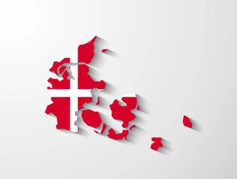 Denmark map with shadow effect Stock Illustration