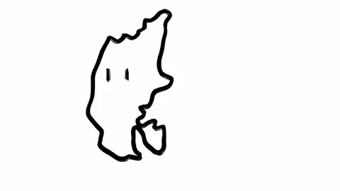 Denmark map sketch in set of hand drawn black and white animations Stock Footage 306501497
