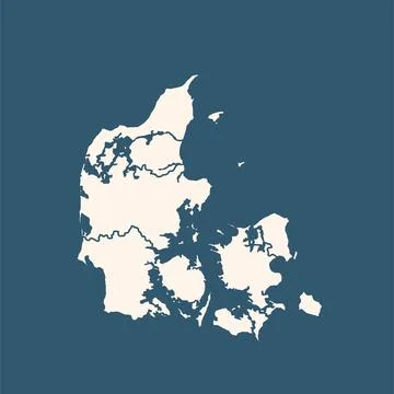 Denmark map using border lines on dark background Stock Illustration