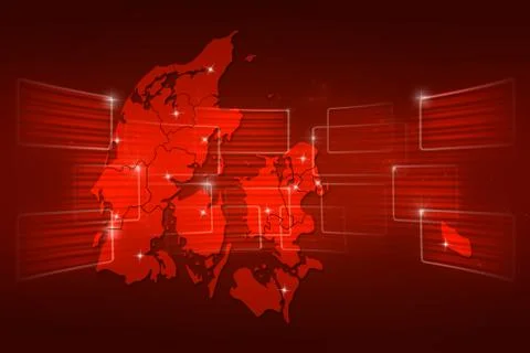 Denmark map world map news communication red Stock Illustration