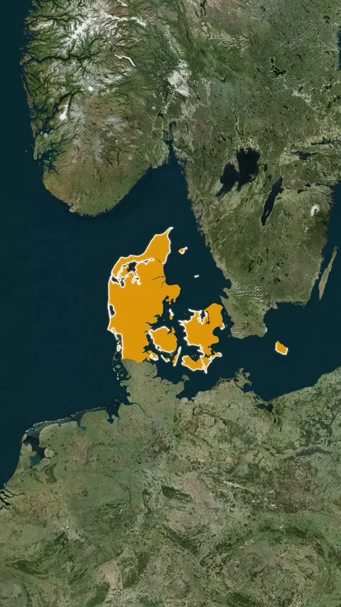 Denmark National Border Vertical Map Topography Animation 4K 库存影片 329917857
