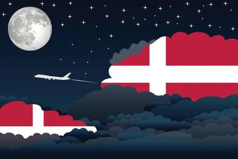 Denmark Night Clouds Airplane Vector Illustration Stock-Illustration
