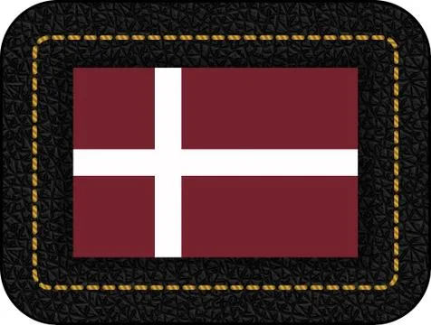 Denmark Orlogsflaget Variant Flag. Vector Icon on Black Leather Backdrop Stock Illustration