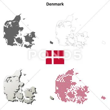 Denmark Outline Map Set
