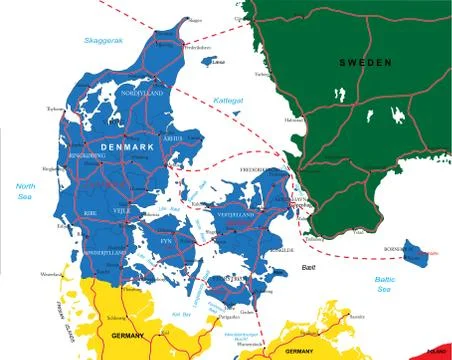 Denmark political map Stock Illustration