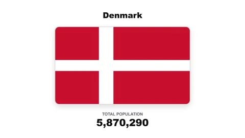 Denmark population growth and flag animation on white background Stock Footage 346503268