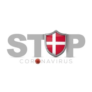 Denmark protective shield. Stop coronavius concept. 3D Render Stock Illustration