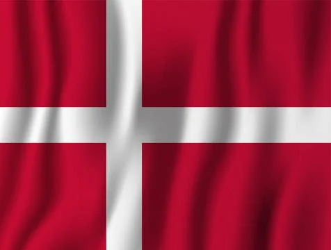  Denmark realistic waving flag vector illustration. National country backg... Stock Photos