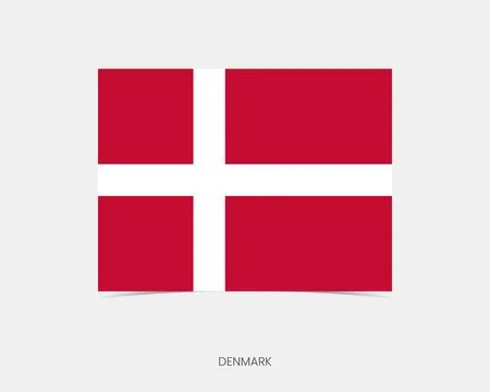 Denmark Rectangle flag icon with shadow. Stock Illustration