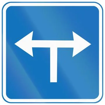 Denmark road sign - Continue right or left Illustrazione stock