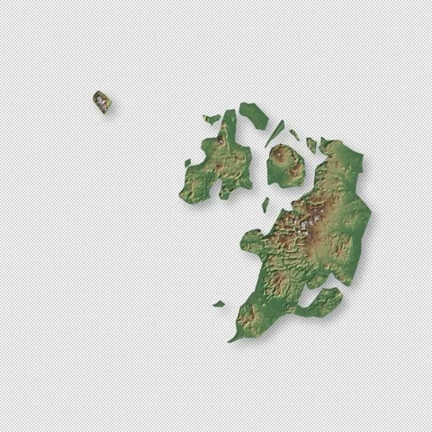 Denmark Rotating 3D Relief Map Seamless Loop, Alpha Channel 4K Stock Footage 340720666