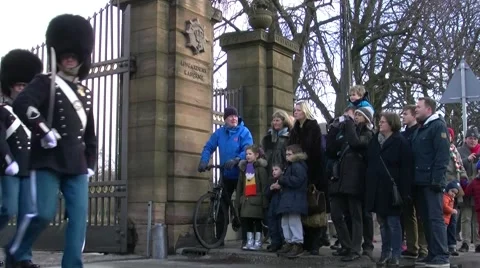 Denmark Royal Life Guards exit from the Gothersgade Barracks Stock-Footage 45863247