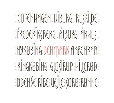 Denmark s Cities Lettering Stock Illustration
