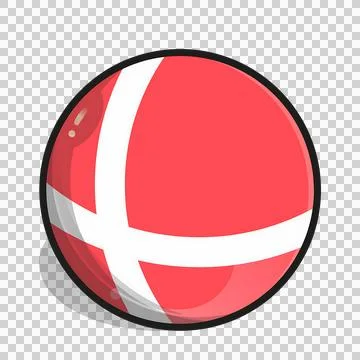 Denmark Stylized Danish Flag Sphere with Glossy Red and White Design 库存插图