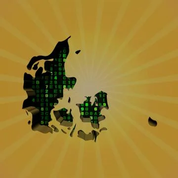 Denmark sunburst map with hex code illustration Stock Illustration