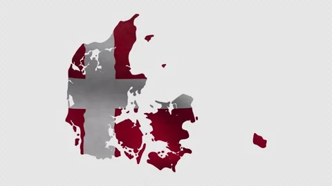 Denmark Territory Map Filled with Waving Flag Motion Graphic Transparent Stock Footage 339340726