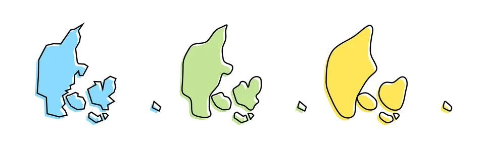 Denmark vector country map in three levels of smoothness Stock Illustration
