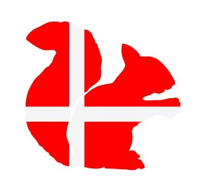 Denmark vector flag over squirrel silhouette illustration isolated Stock Illustration