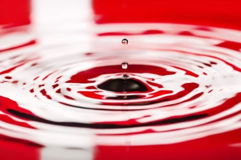 Denmark Water drip  close macro flag of country Stock Photos