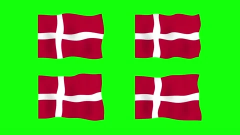 Denmark Waving Flag 2D Animation on Green Screen Background. Looping seamle.. Stock Footage 227352646