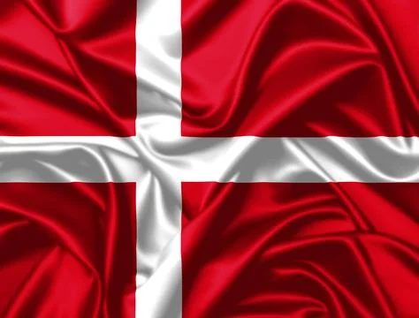 Denmark waving flag close up satin texture background Stock-Illustration