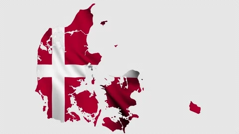 Denmark  waving flag map with alpha channel and seamless loop Stock Footage 171527746