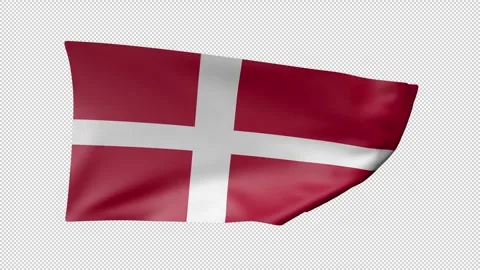 Denmark Waving Flag Transparent Alpha Stock Footage 274430805