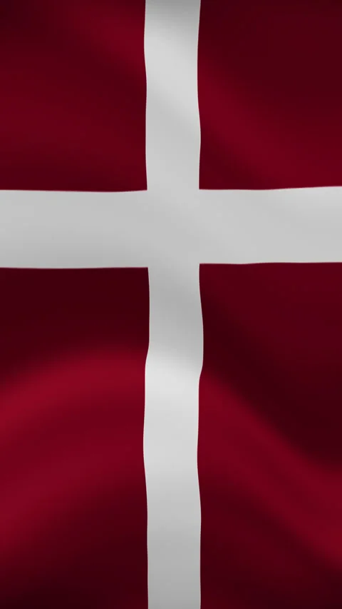 Denmark Waving Flag in Vertical Orientation – Realistic Loop Animation Stock Footage 294947754