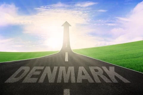 Denmark word and question mark on road Stock Illustration